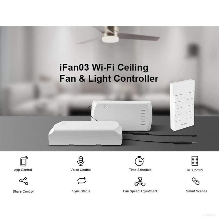SONOFF IFan 03 Wi-Fi krmilnik za stropni ventilator in luč z RF daljinskim upravljalnikom RM433-PRIROCEN.SI