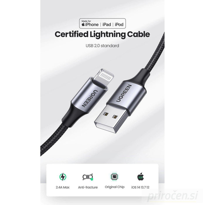Ugreen kabel Lightning na USB-A 1,5m-PRIROCEN.SI