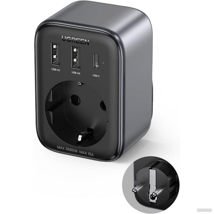 Ugreen Nexode 4v1 USB vtičnica 30W z 2xUSB, 1xUSB-C in Quick Charge-PRIROCEN.SI