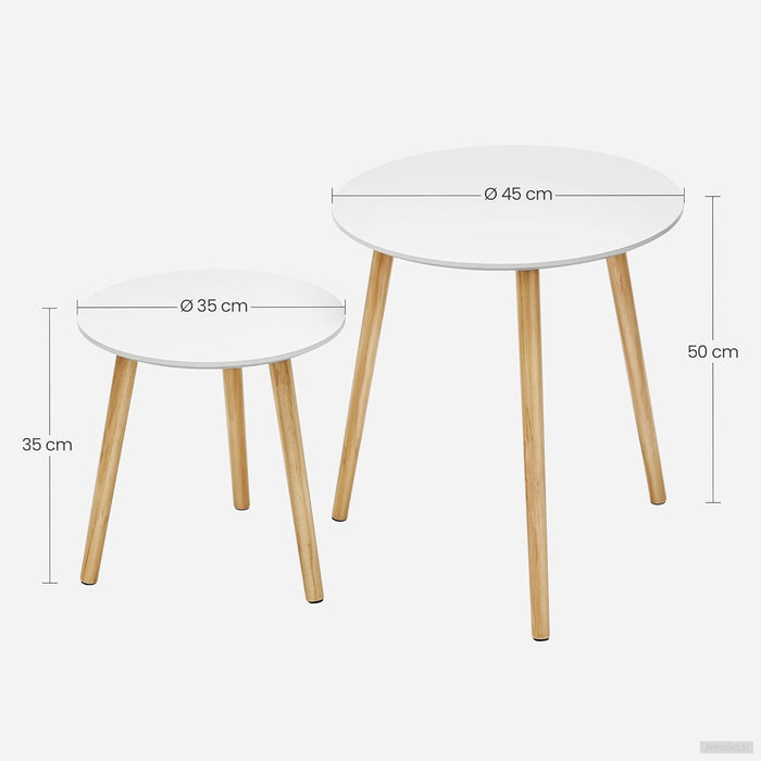 SONGMICS miza za dnevni prostor 45x50x45cm bela, 2kosa, LET07WN-PRIROCEN.SI
