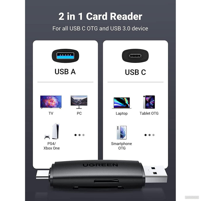 Ugreen USB 3.0 + USB-C OTG čitalec kartic-PRIROCEN.SI