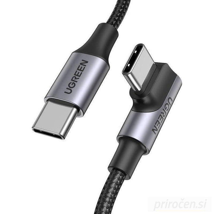 Ugreen kotni (90°) / pleten USB 2.0 kabel USB-C na USB-C 1m-PRIROCEN.SI