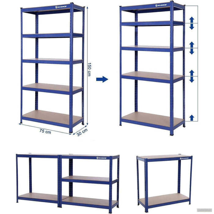 SONGMICS Regal 150 x 75 x 30 cm rjavo-moder,GLR30Q-PRIROCEN.SI