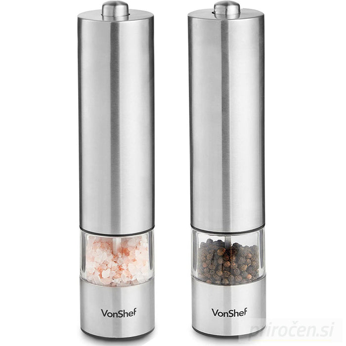 VonShef set 2 električnih mlinčkov za poper in sol-PRIROCEN.SI