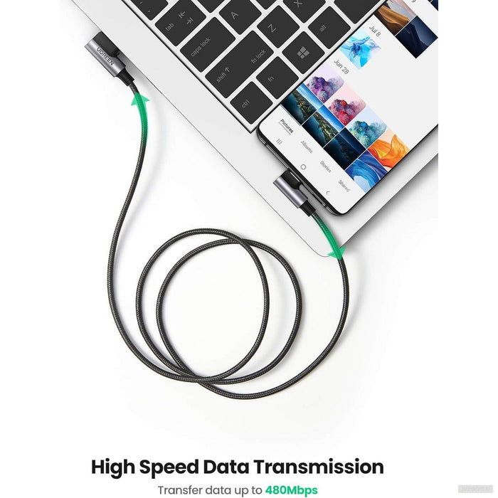 Ugreen USB v USB C 90-stopinjski kabel za hitro polnjenje 2M-PRIROCEN.SI
