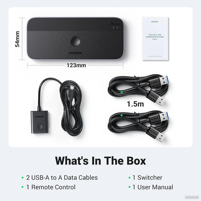 UGREEN USB 3.0 stikalo za 2 računalnika, ki si delita naprave USB C & A-PRIROCEN.SI