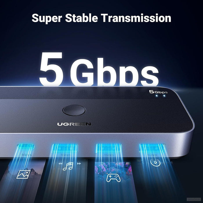 UGREEN USB 3.0 stikalo za 2 računalnika, ki si delita naprave USB C & A-PRIROCEN.SI