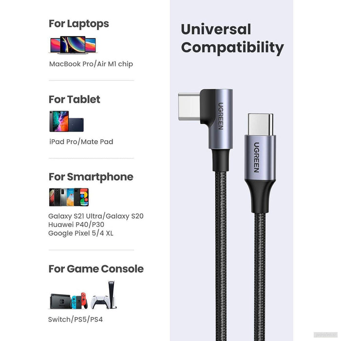 Ugreen USB-C na kotni USB-C kabel 60W 3M-PRIROCEN.SI