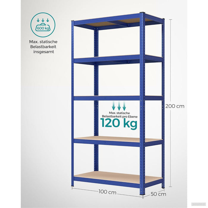 SONGMICS Regal 200 x 100 x 50 cm rjavo-moder,GLR050Q01-PRIROCEN.SI