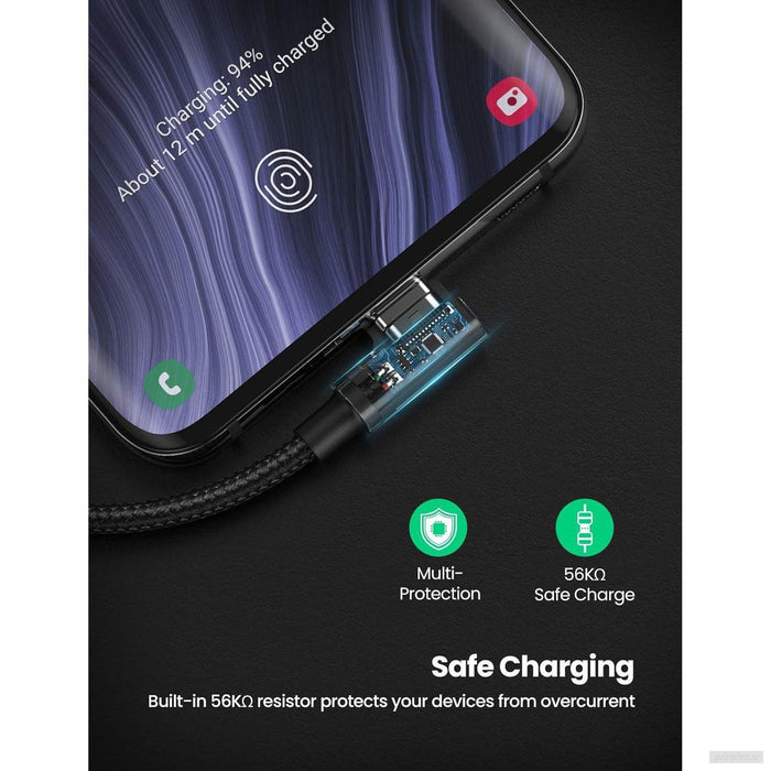 Ugreen USB v USB C 90-stopinjski kabel za hitro polnjenje 2M-PRIROCEN.SI