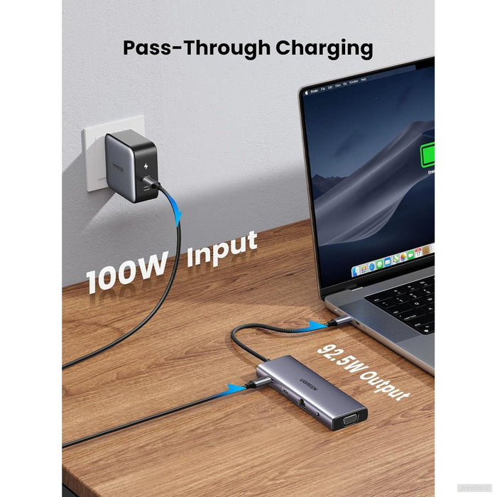 UGREEN USB C Hub, 10-v-1 USB-C z dvojnim izhodom za zaslon 4K HDMI & VGA, 100W PD-PRIROCEN.SI