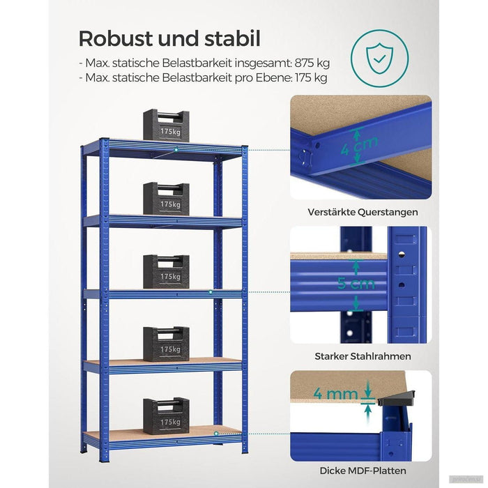 SONGMICS Regal 40 x 90 x 180 cm rjavo-moder,GLR040Q01-PRIROCEN.SI