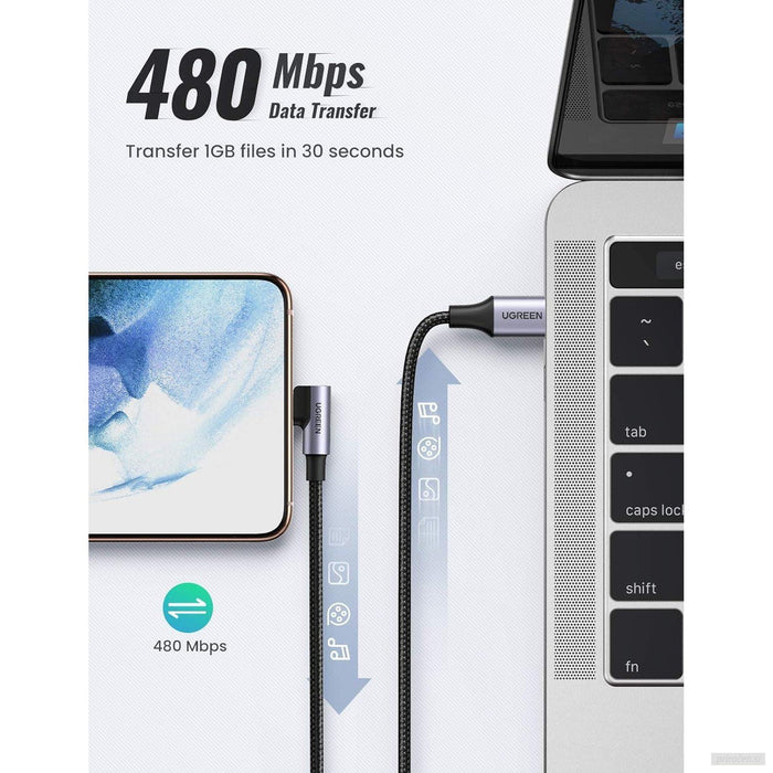 Ugreen USB-C na kotni USB-C kabel 60W 3M-PRIROCEN.SI