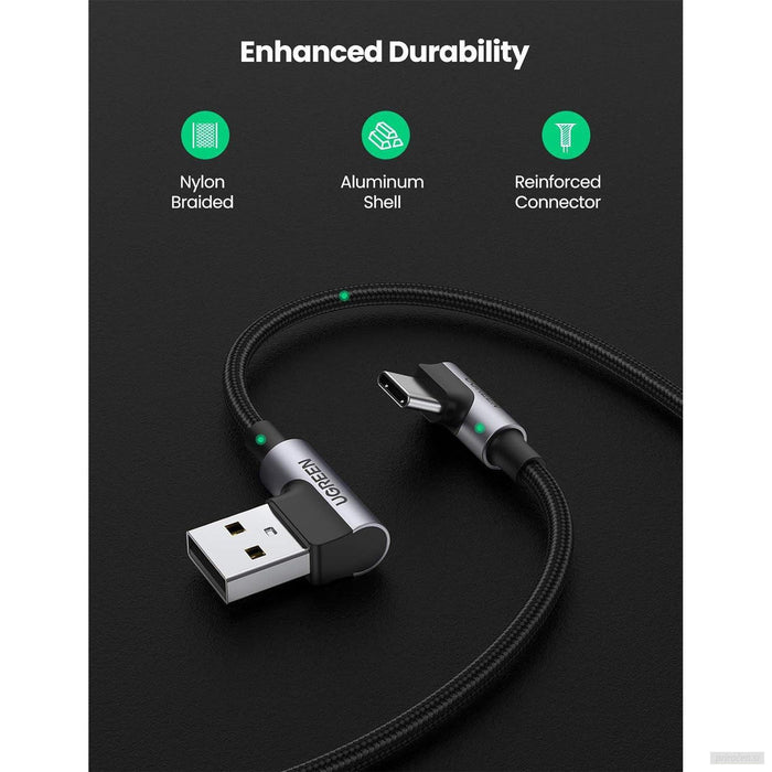 Ugreen USB v USB C 90-stopinjski kabel za hitro polnjenje 2M-PRIROCEN.SI