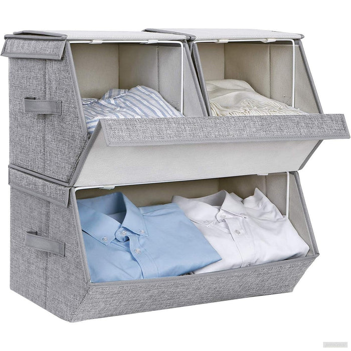 SONGMICS Škatla 3X za shranjevanje s pokrovom- siva, RLB12GY-PRIROCEN.SI