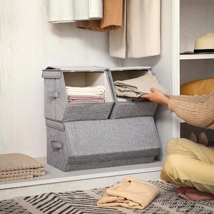 SONGMICS Škatla 3X za shranjevanje s pokrovom- siva, RLB12GY-PRIROCEN.SI