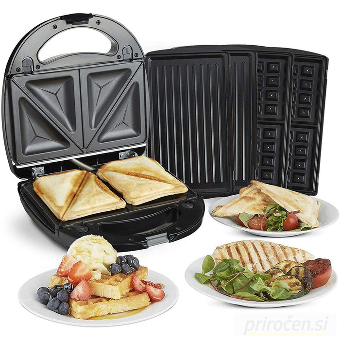 VonShef 3v1 aparat za pripravo toplih sendvičev, vafljev in paninijev-PRIROCEN.SI