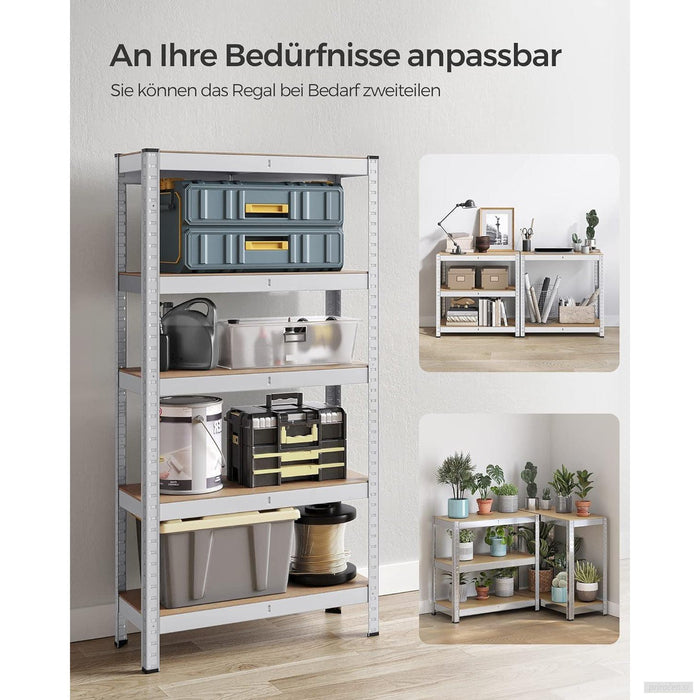 SONGMICS Regal 30 x 75 x 150 cm rjavo-srebrn, GLR030E01-PRIROCEN.SI