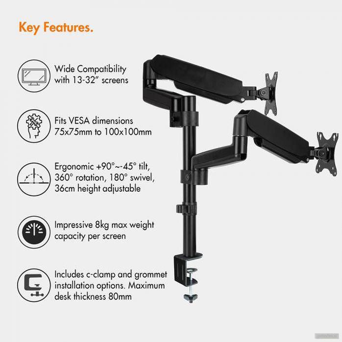 VonHaus dvojni nosilec za monitor do diagonale 32'', plinski drog POŠKODOVANA EMBALAŽA-PRIROCEN.SI