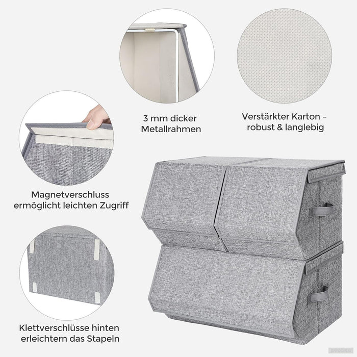 SONGMICS Škatla 3X za shranjevanje s pokrovom- siva, RLB12GY-PRIROCEN.SI
