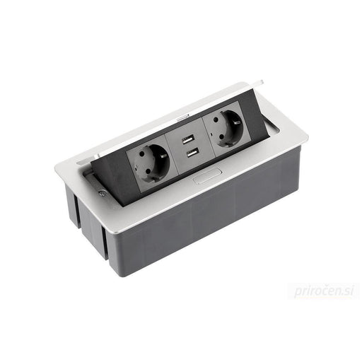 GTV vgradna vtičnica SOFT 2x 230V + 2x USB-A-PRIROCEN.SI