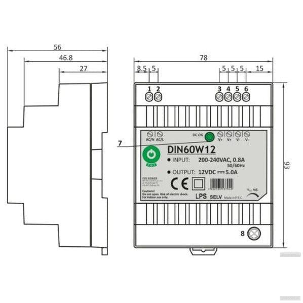 POS POWER napajalnik za DIN letev DIN60W24-PRIROCEN.SI