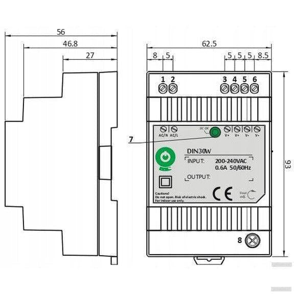 POS POWER LED napajalnik za DIN letev DIN30W24-PRIROCEN.SI