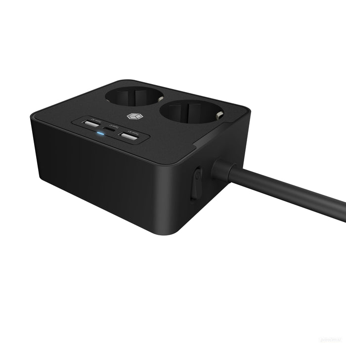 Icybox podaljšek 2x 220V + USB polnilnik 2xUSB-A in 1xUSB-C, 1,9m-PRIROCEN.SI