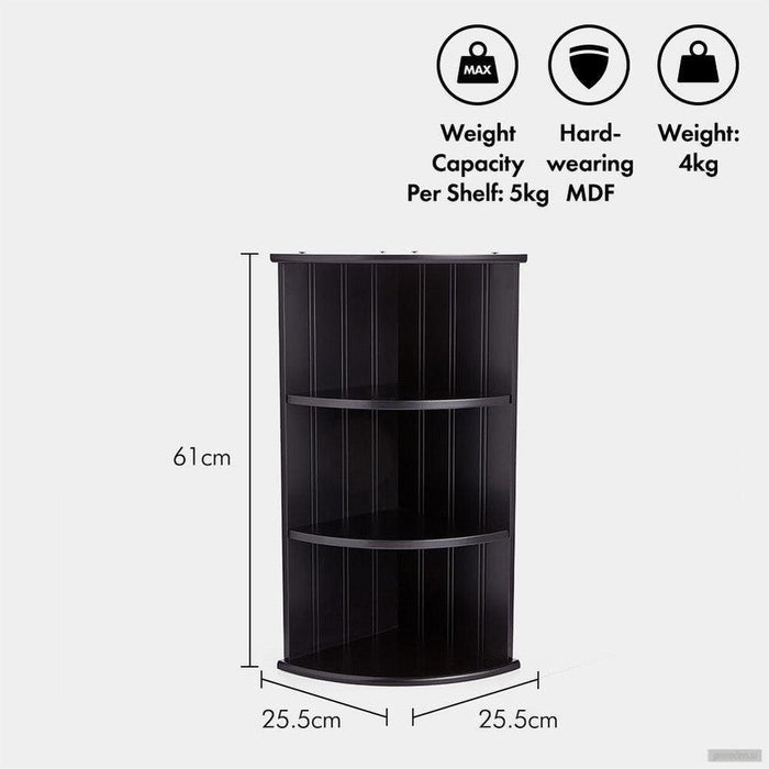 VonHaus črna kotna polica Shrewsbury-PRIROCEN.SI