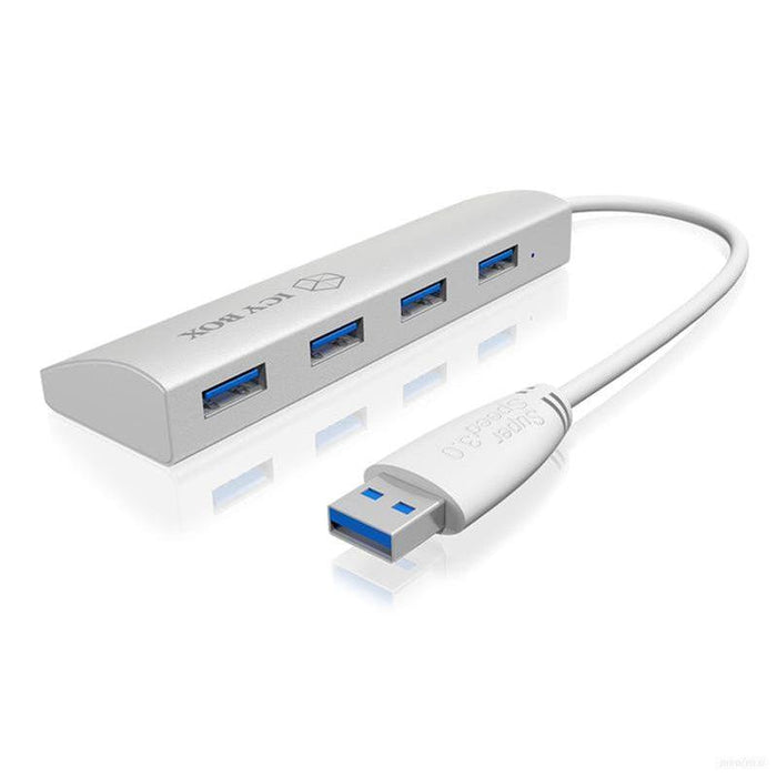 Icybox 4 portni USB 3.0 razširitveni hub, aluminijast-PRIROCEN.SI