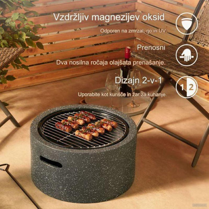 VonHaus sivo okroglo kurišče MgO sivo-PRIROCEN.SI