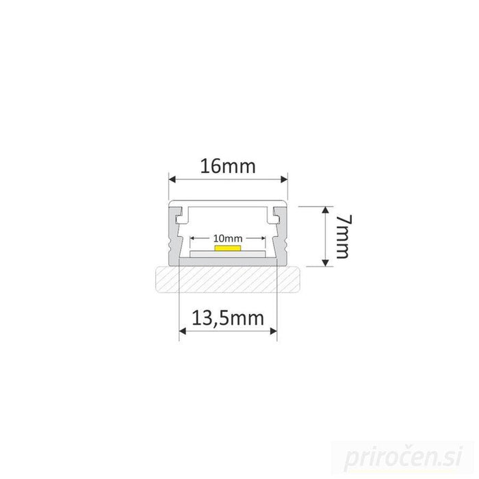Nadgradni LED profil LINE XL, siv, 2m-PRIROCEN.SI