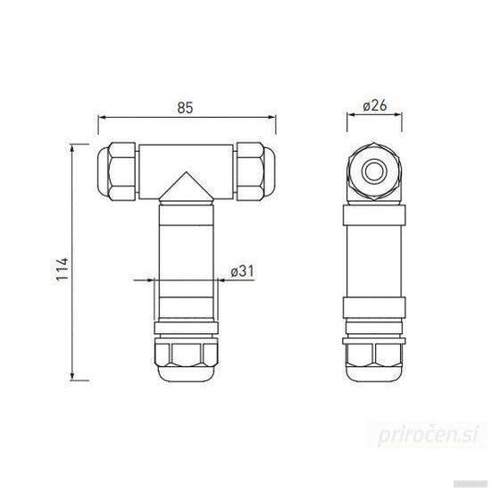 GTV vodoodporen povezovalec vodnikov IP68, kotni-PRIROCEN.SI