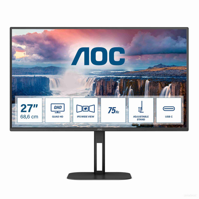 AOC Q27V5C 27"IPS QHD monitor z USB-C 65W PowerDelivery za prenosnik-PRIROCEN.SI