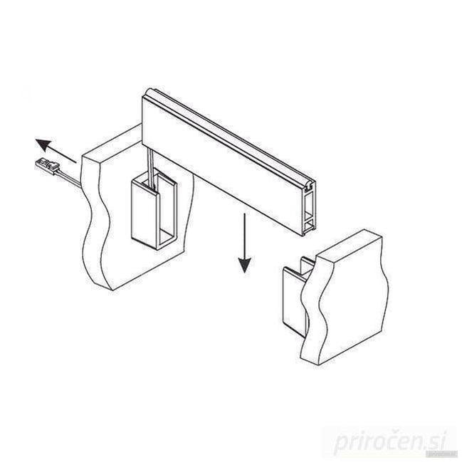 Garderobni alu profil za LED trak, 2m, bel-PRIROCEN.SI