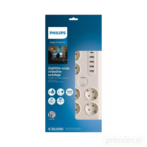 Philips prenapetostna zaščita 6x 220V + 5x USB-PRIROCEN.SI