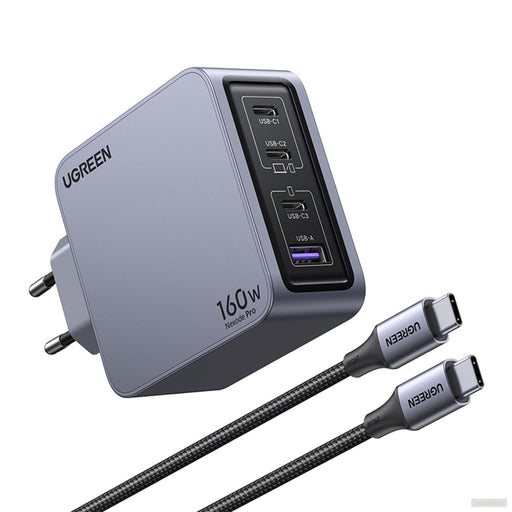 Ugreen Nexode Pro 160W 4-Portni GaN USB polnilec s priloženim 1,5M 240W USB-C polnilnim kablom-PRIROCEN.SI