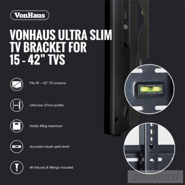 VonHaus 15-42'' fiksen TV stenski nosilec do 40kg, Amazon best seller-PRIROCEN.SI