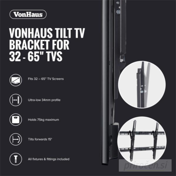 VonHaus 32-65'' nagibni TV stenski nosilec do 75kg-PRIROCEN.SI