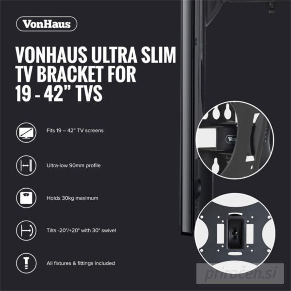 VonHaus nagibni TV stenski nosilec 19-42'' do 30kg-PRIROCEN.SI