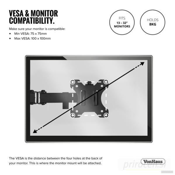 VonHaus enojni namizni nosilec za monitor (13-32'')-PRIROCEN.SI