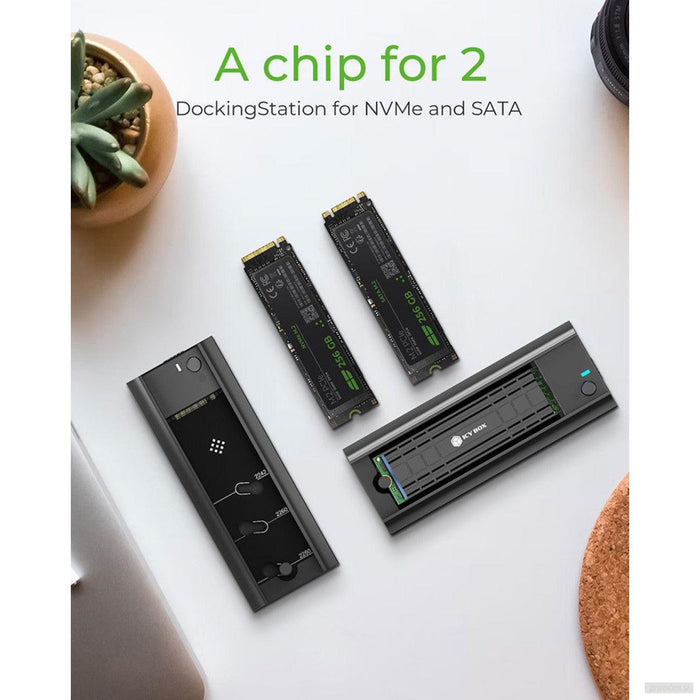 Icybox docking postaja za M.2 SSD-je USB 3.2 s priklopom USB-C ali USB-A-PRIROCEN.SI